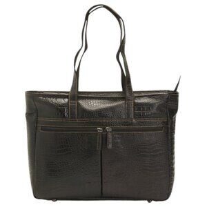 JACK GEORGES Buffalo Leather Hornback Croc Embossed Uptown Tote